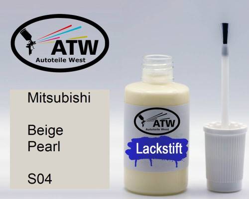 Mitsubishi, Beige Pearl, S04: 20ml Lackstift, von ATW Autoteile West.